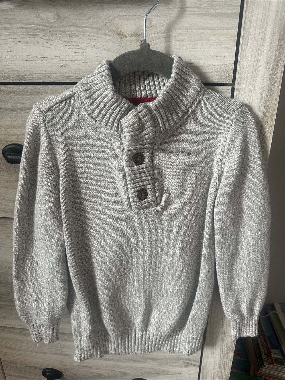 Classic toddler’s Gray Button-Neck Sweater